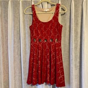 Socialite Red Lace Cut Out Dress Size Medium